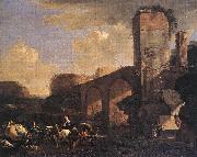 ASSELYN, Jan Italianate Landscape with a River and an Arched Bridge nn oil painting reproduction